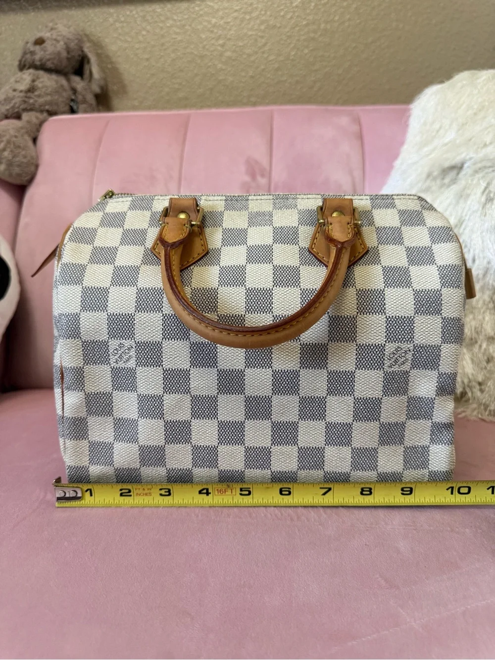 💯Authentic! Louis Vuitton LV Damier Azur Speedy 25.